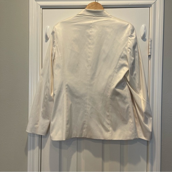 Vintage Talbots Blazer Jacket Womens Size 12 Ivory Viscose Silk Blend One Button - Picture 2 of 9